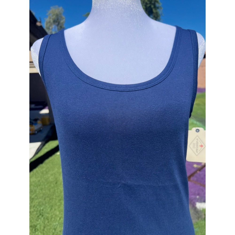 St. Johns Bay Womens Navy Blue Ribbed Tank Top 100% Cotton Size Medium NWT